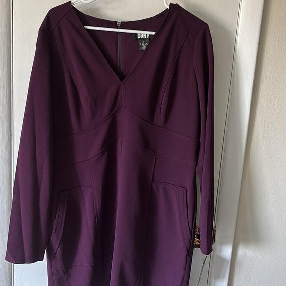DKNY Elegant Purple Long Sleeve Dress - Picture 5 of 11